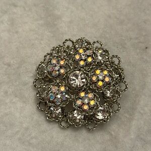 2” rhinestone silver necklace pendant plus pin brooch